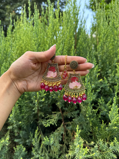 Rani pink jhumka & necklace set