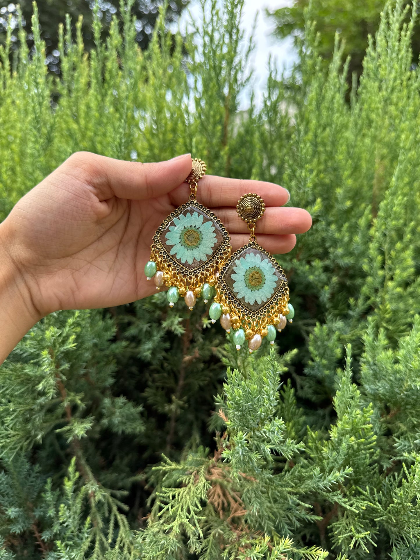 Turquoise brown jhumka