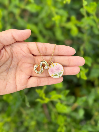 Plum garden initial necklace