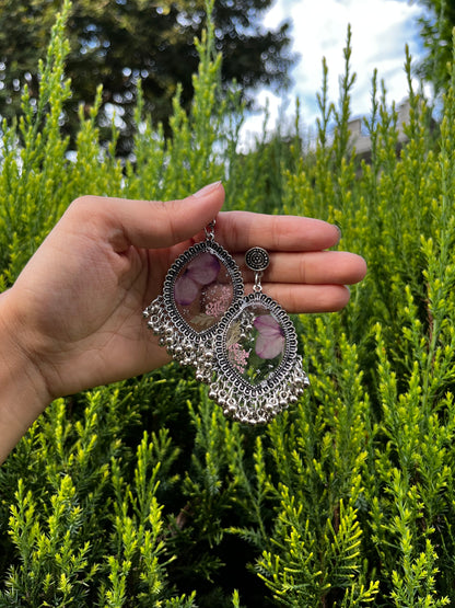Oxidised violet jhumkas