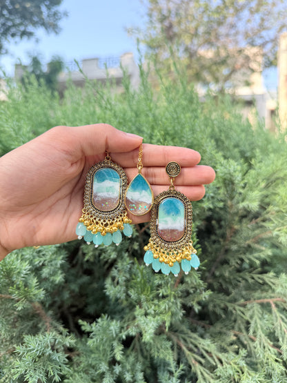 Ocean Jhumka & necklace