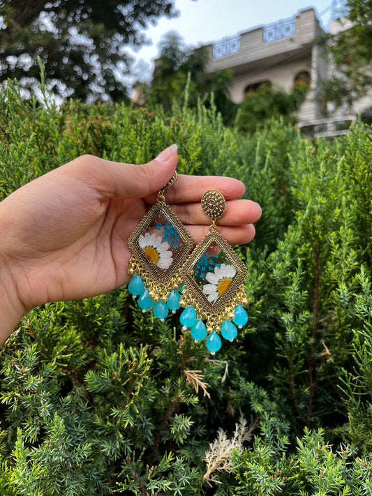 Blue fern jhumkas