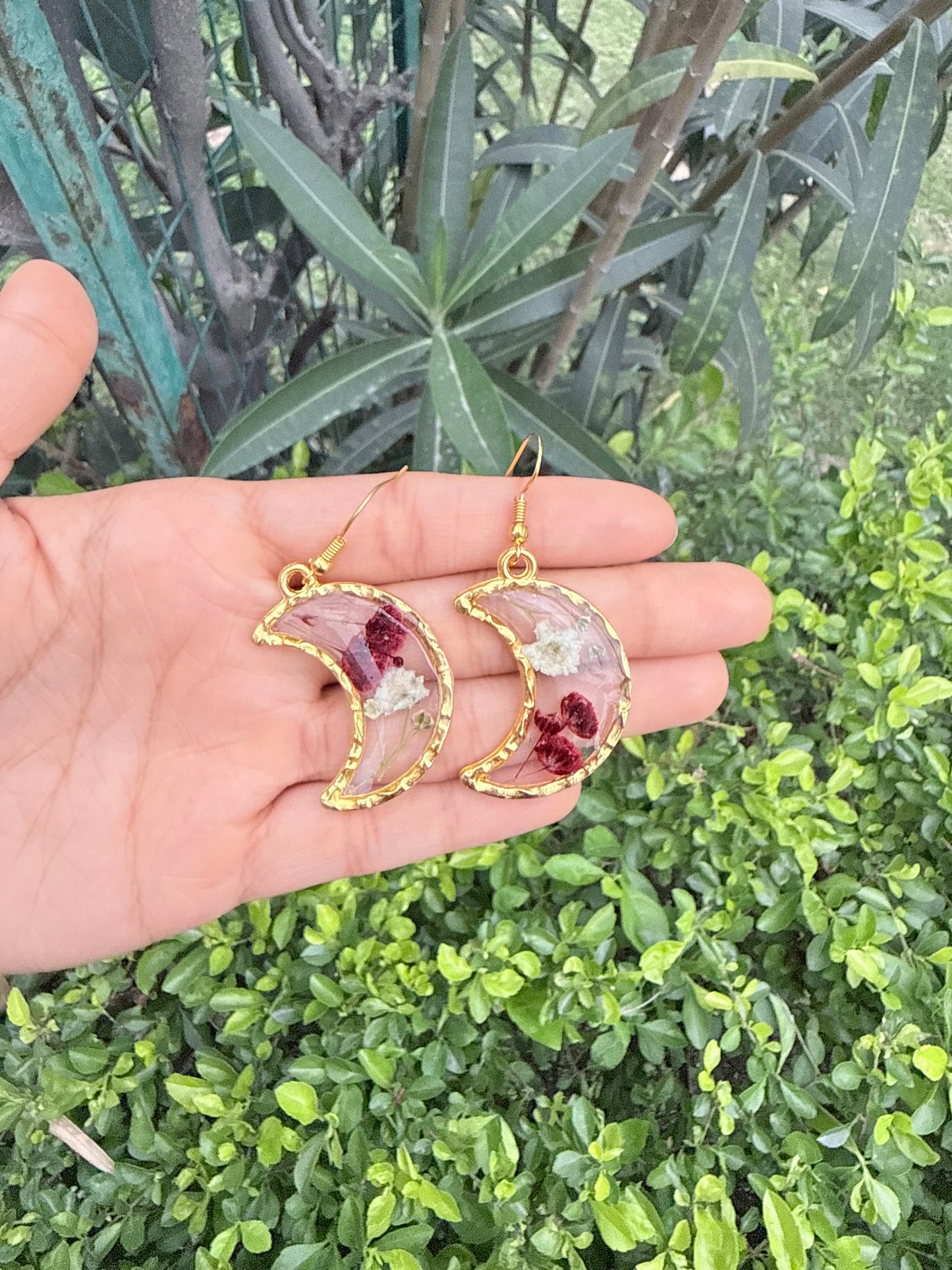 Crimson moon earrings