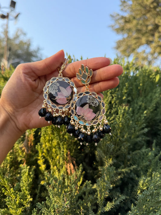 Black mirror petal jhumka