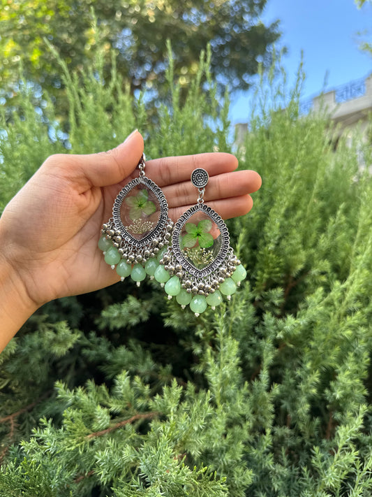 Green hydrangea jhumkas