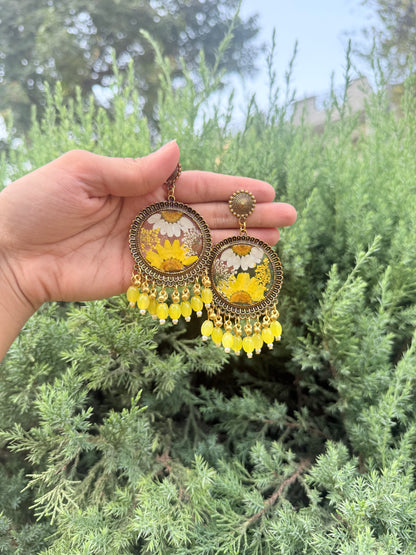 Yellow daisy jhumkas