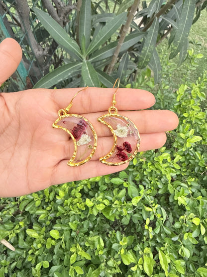 Crimson moon earrings