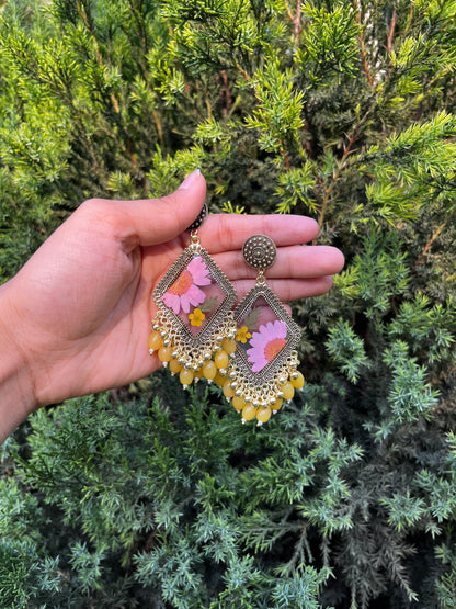 Elegant blossom yellow jhumka