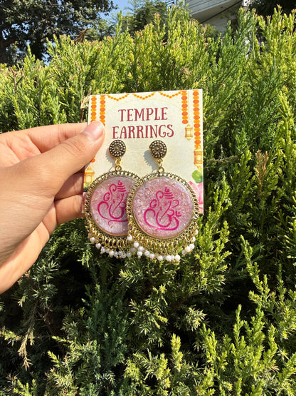 Pink ganesha jhumkas