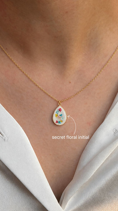 Secret initial flora necklace
