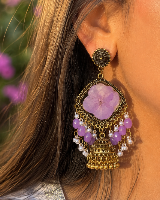 Purple hydrangea jhumka