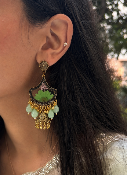 Green ghungroo jhumkas