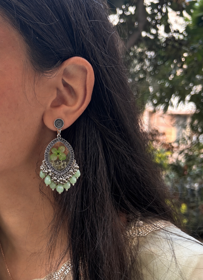 Green hydrangea jhumkas