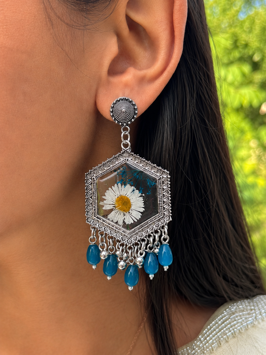 Prettiest blue aster Jhumka
