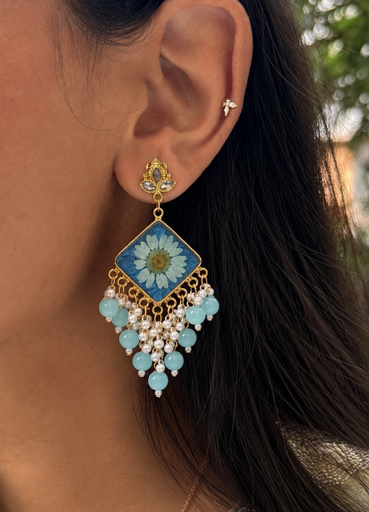 Baby blue Kashmiri jhumkas