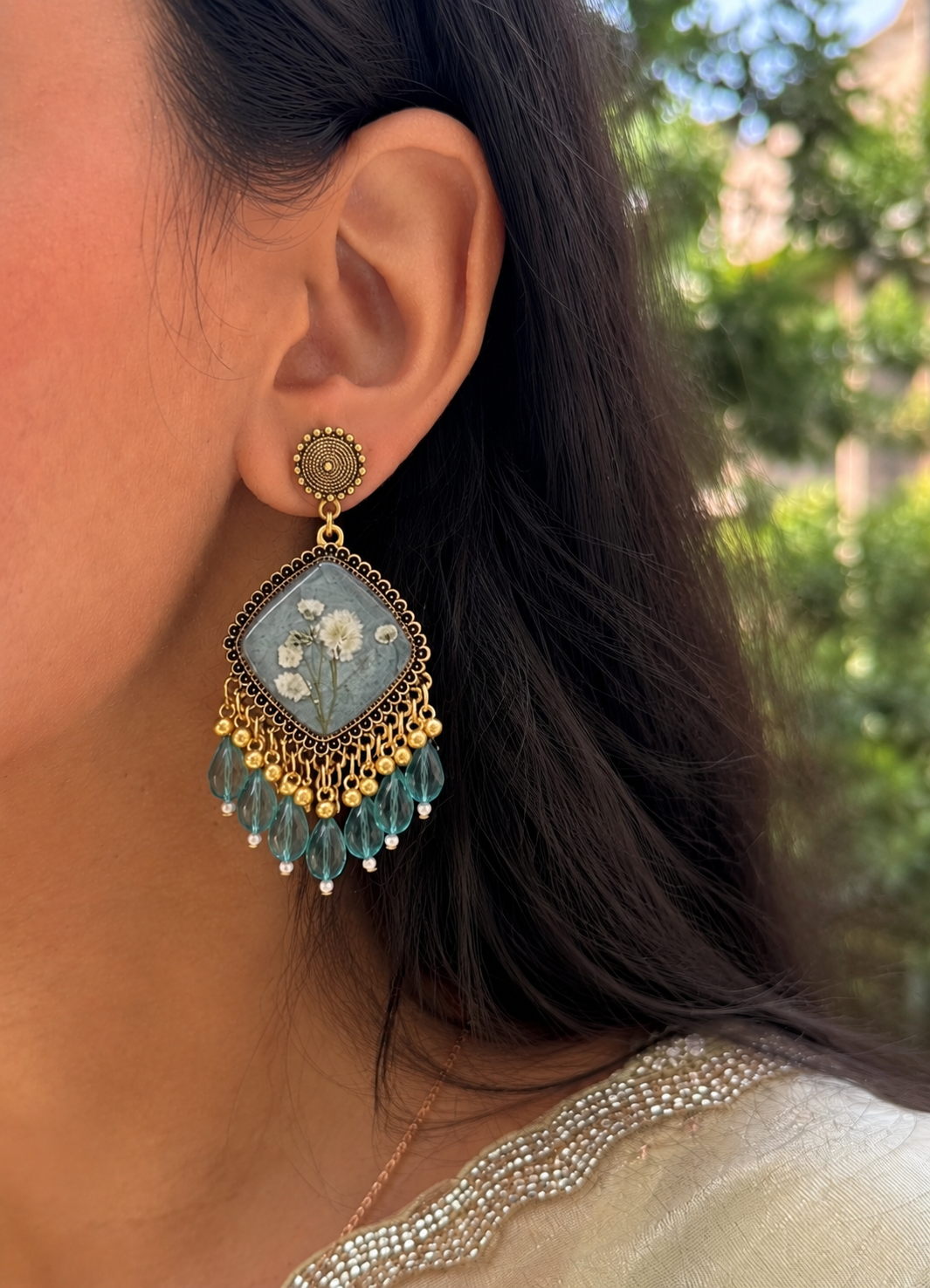 Elegant green breath jhumka