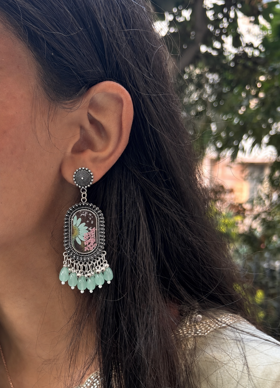 Turquoise mist Jhumka
