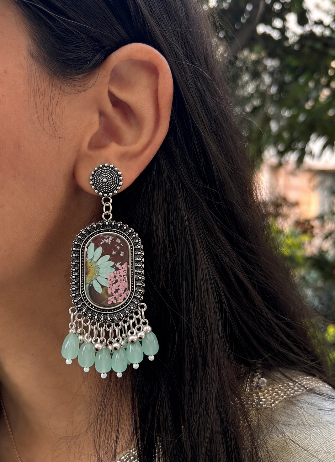 Turquoise mist Jhumka