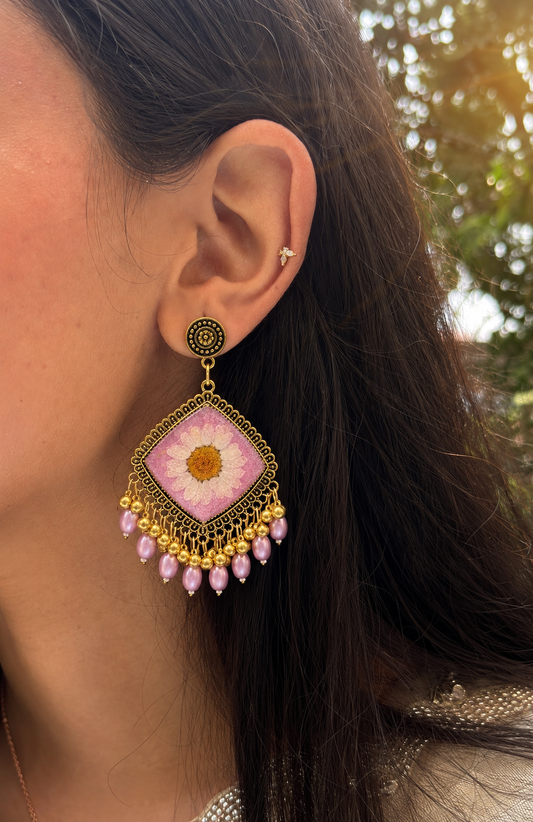 Pink bloom jhumka