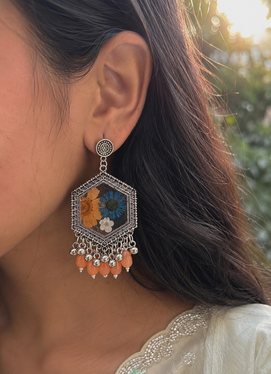 Blue aster jhumka