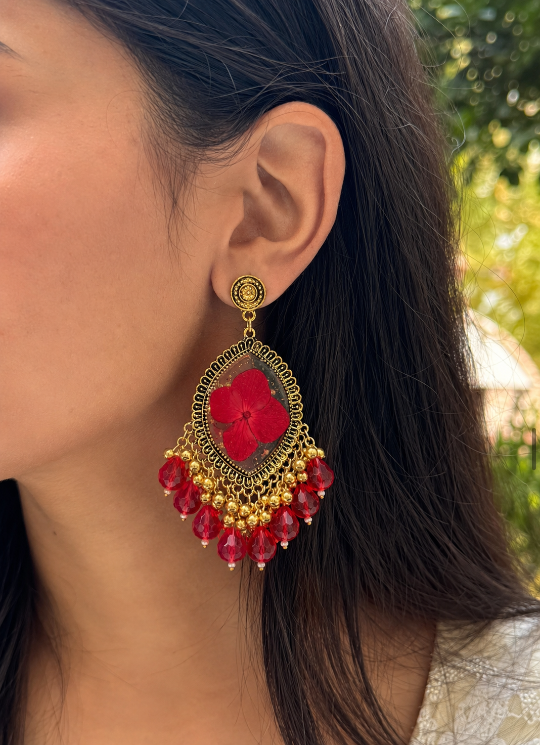 Red fern jhumka