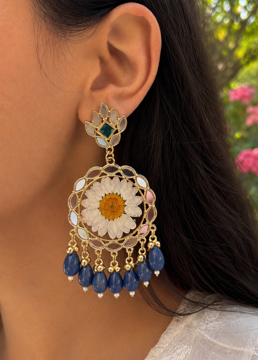 Elegant blue mirror jhumka