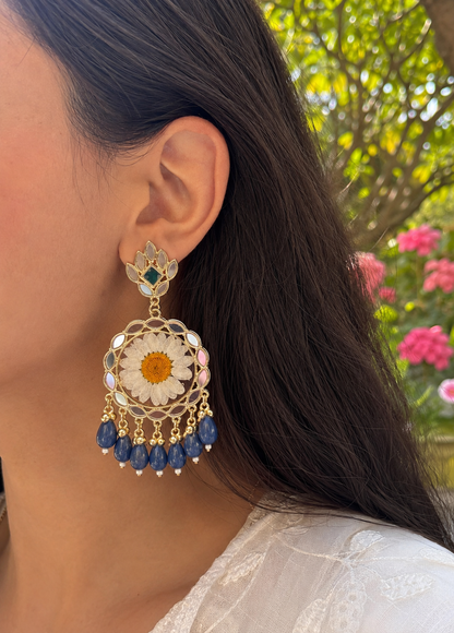Elegant blue mirror jhumka