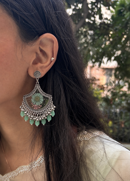 Turquoise aster jhumka