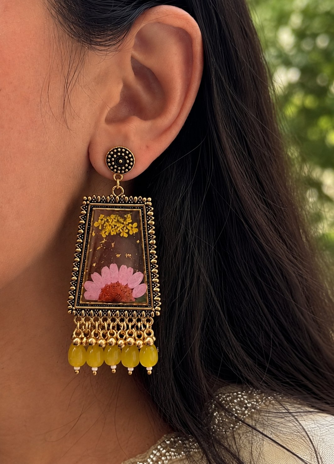 Elegant yellow jhumkas