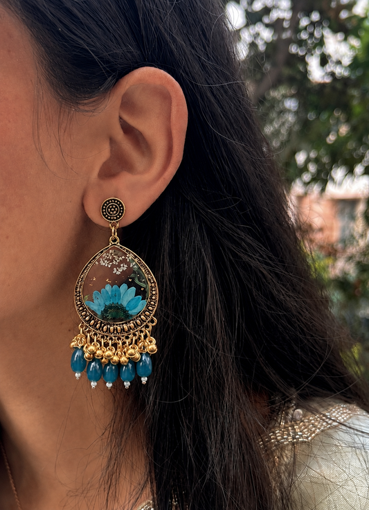 Teal drop jhumkas
