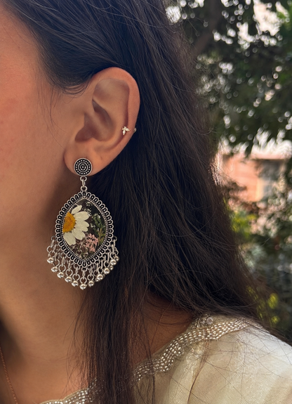 Oxidised Daisy jhumkas