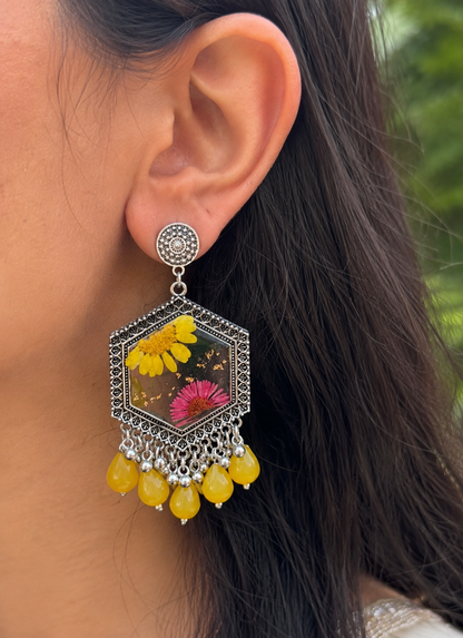 Mini yellow daisy jhumkas