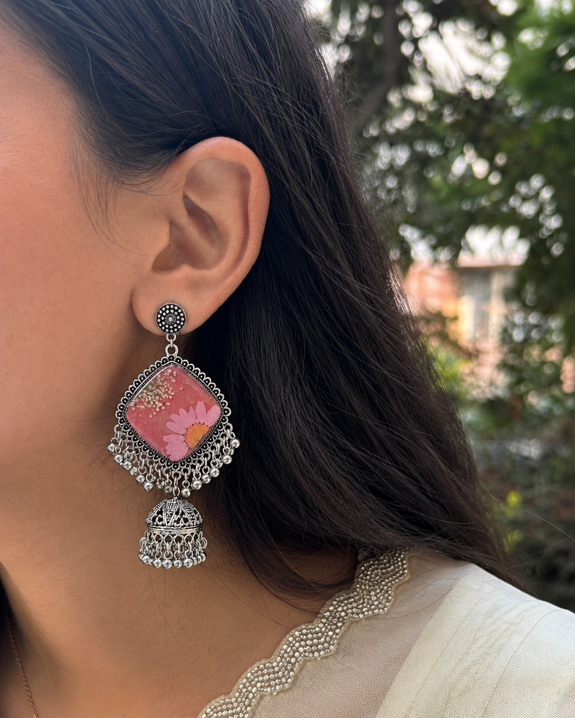 Prettiest pinkish Ghungroo jhumka