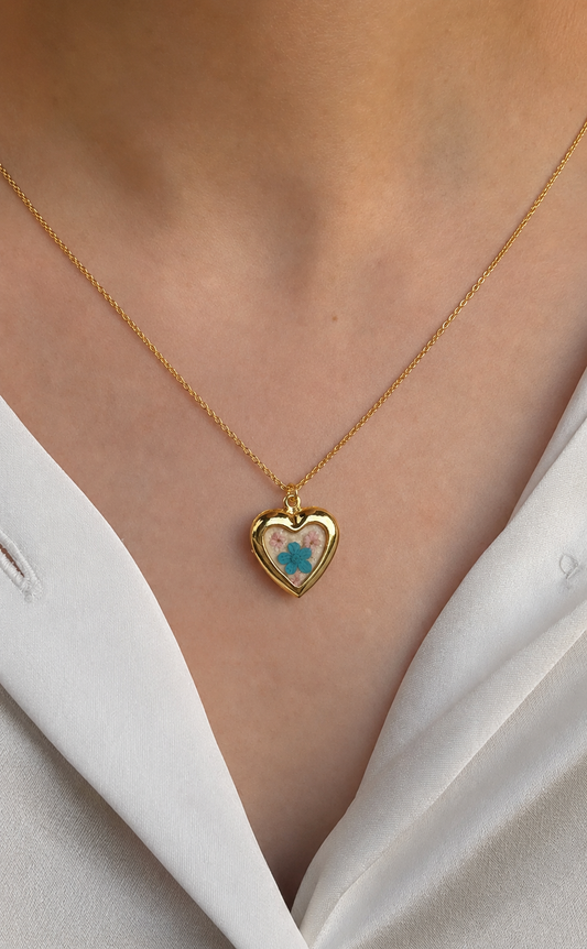 Plum blossom heart locket