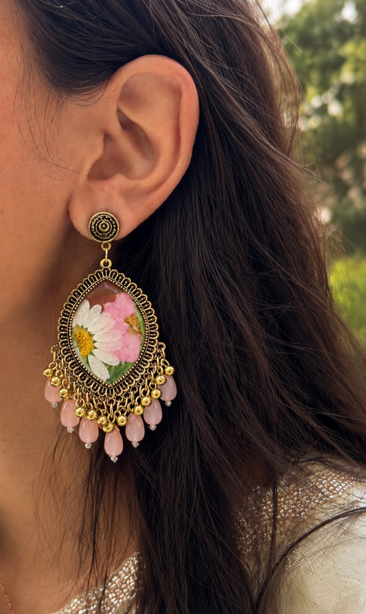 Soft Pink larkspur jhumkas