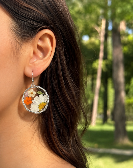 Orange plum earrings