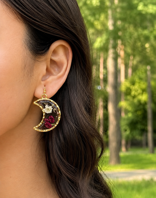 Crimson moon earrings