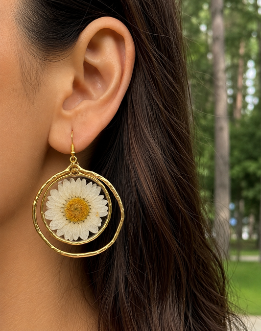 Real daisy earrings