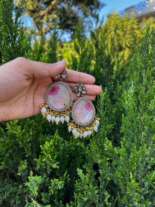 Pearly flora jhumkas
