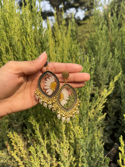 Pearl daisy jhumkas