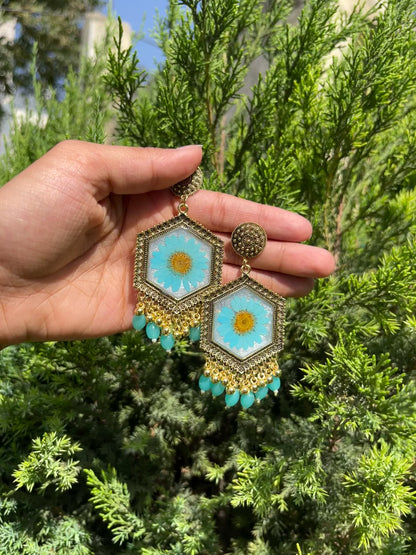 Blue mist daisy jhumka