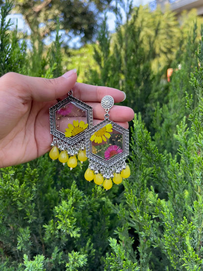 Mini yellow daisy jhumkas