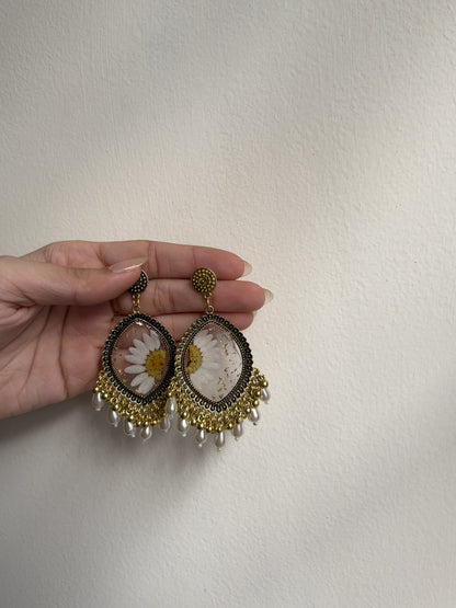 Pearl daisy jhumkas
