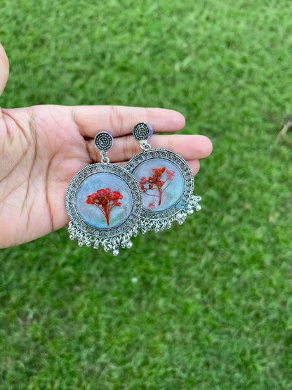 Handmade floral jhumkas
