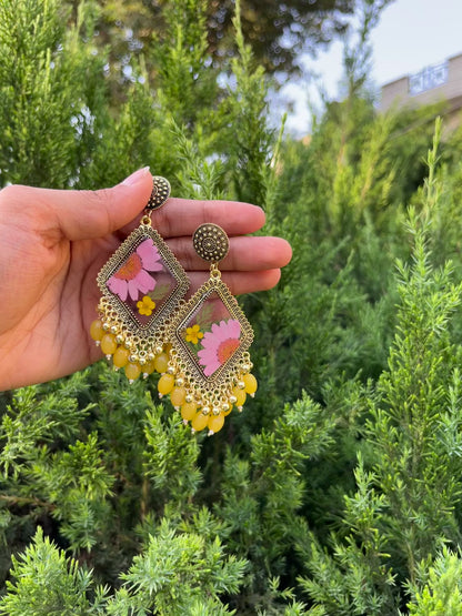 Elegant blossom yellow jhumka