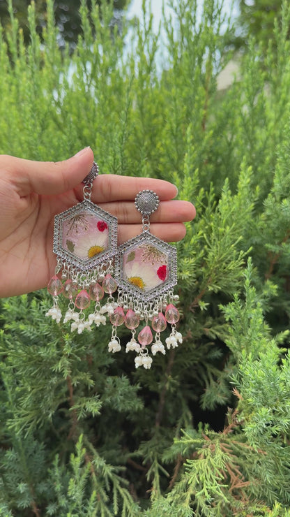 Snow daisy jhumkas