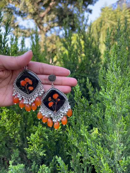 Orange baby breath jhumkas