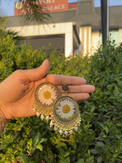 Pearly daisy jhumkas