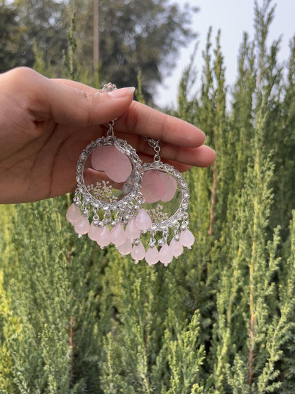 Prettiest ice pink mirror jhumka