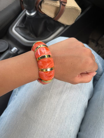 Orange cloud resin bangle